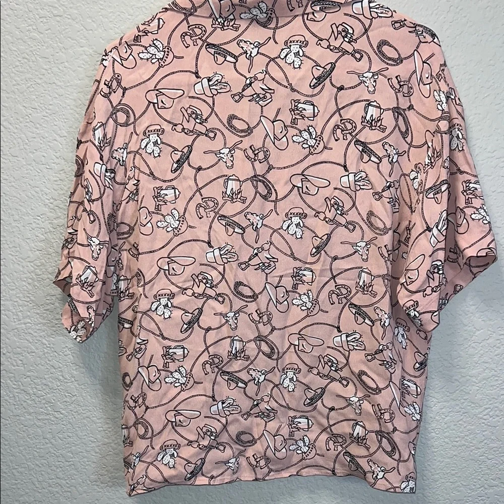 Pink Button-Up Shirt with Rodeo Print - Picture 3 of 3